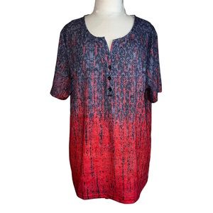 NEW Women’s Casual Shirt XL in Blue and Red Painted Design